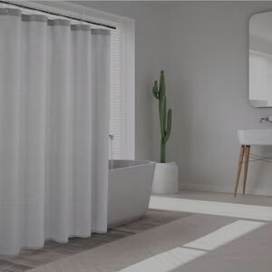 Enchante Home Ria Turkish Cotton Shower Curtain Silver Textured 72x72